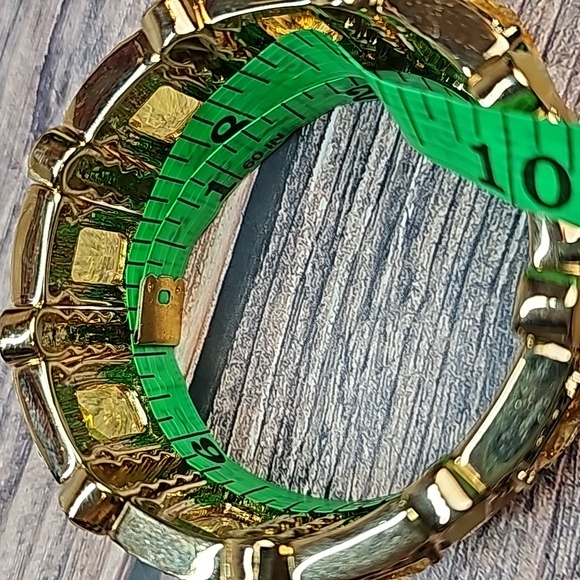 NEW GOLD TONE AMBER STONE STRETCH FASHION BRACELET - Picture 7 of 7